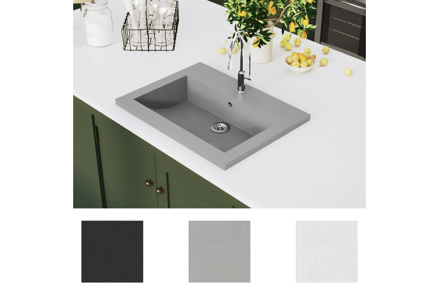 vidaXL 142963 Granite Basin 600x450x120mm Grey