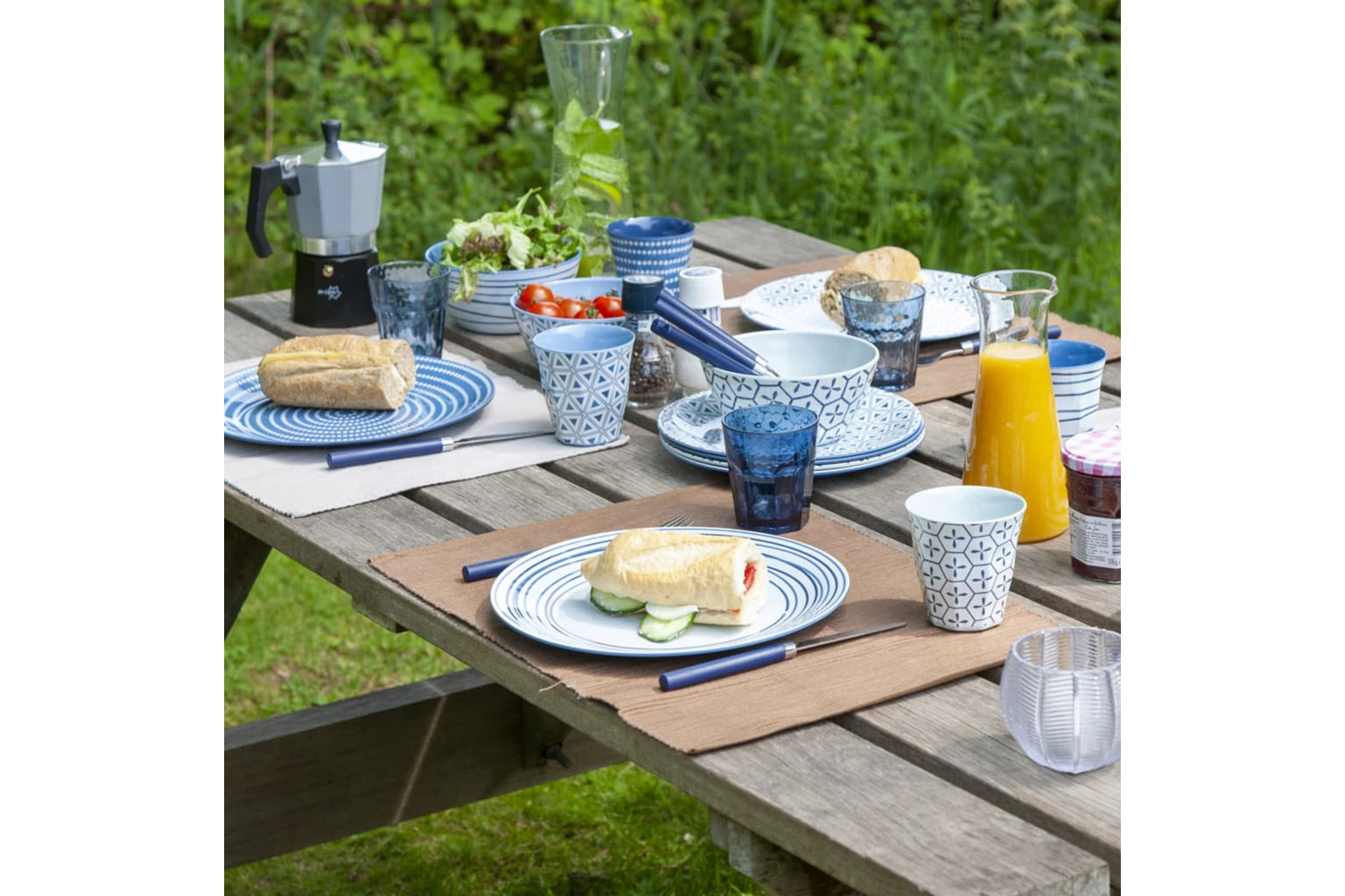 Bo-camp 428643 16 Piece Tableware Mix & Match Melamine Blue