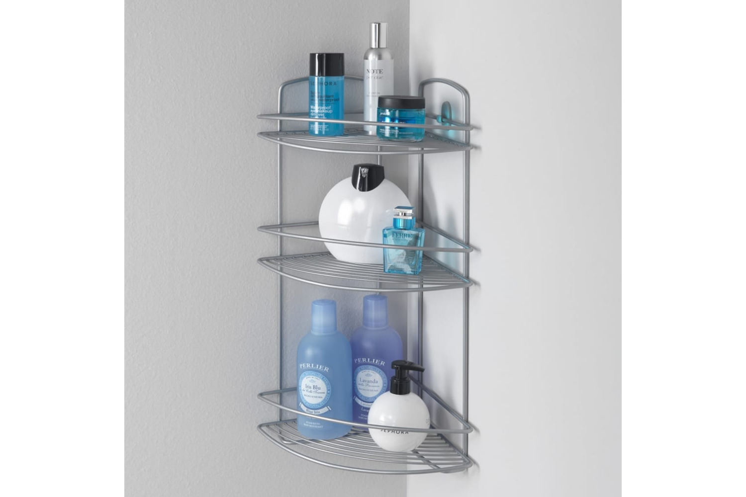 Metaltex 443455 3-tier Corner Douche Rack Onda Silver