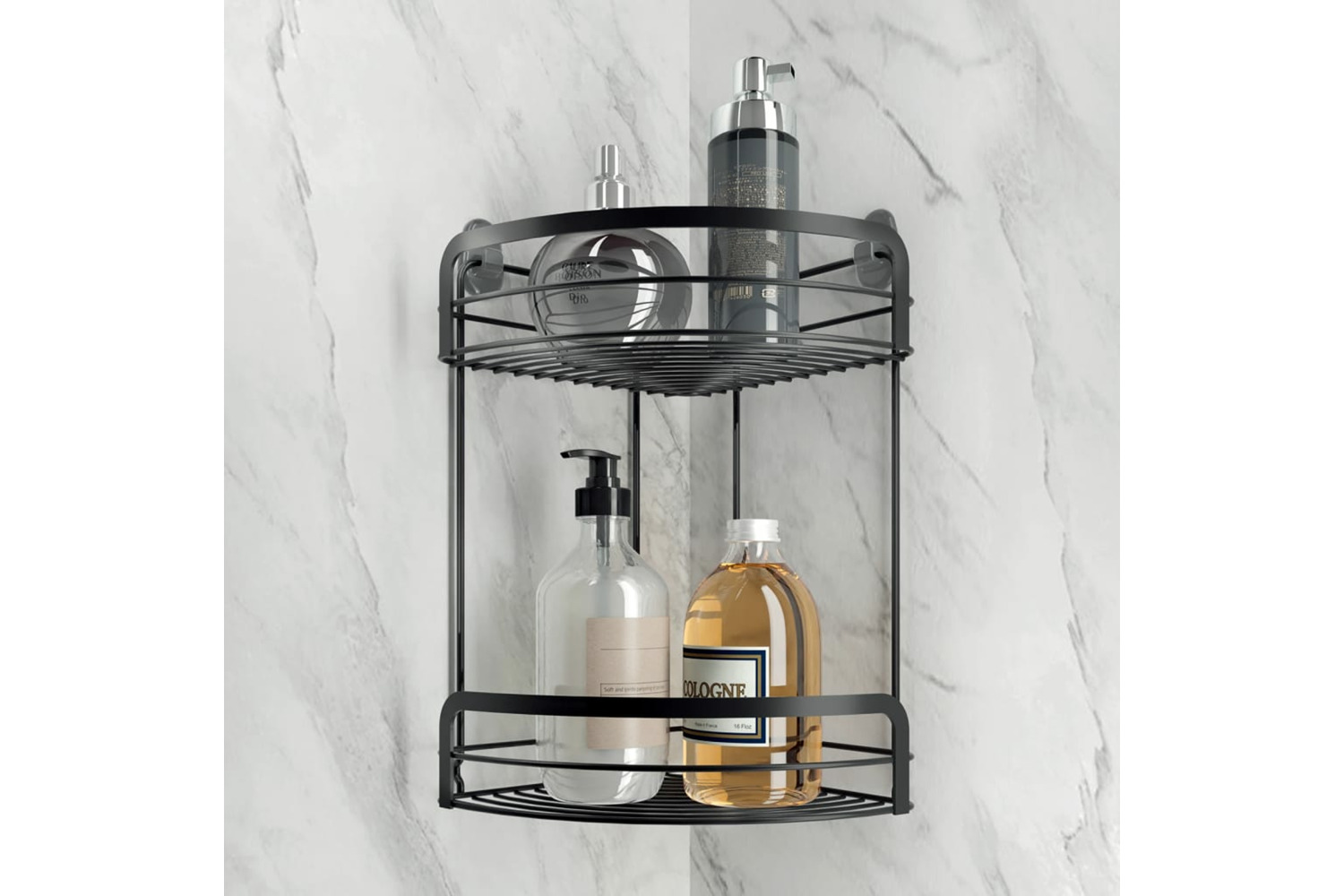 Metaltex 443447 2-tier Corner Douche Rack Black