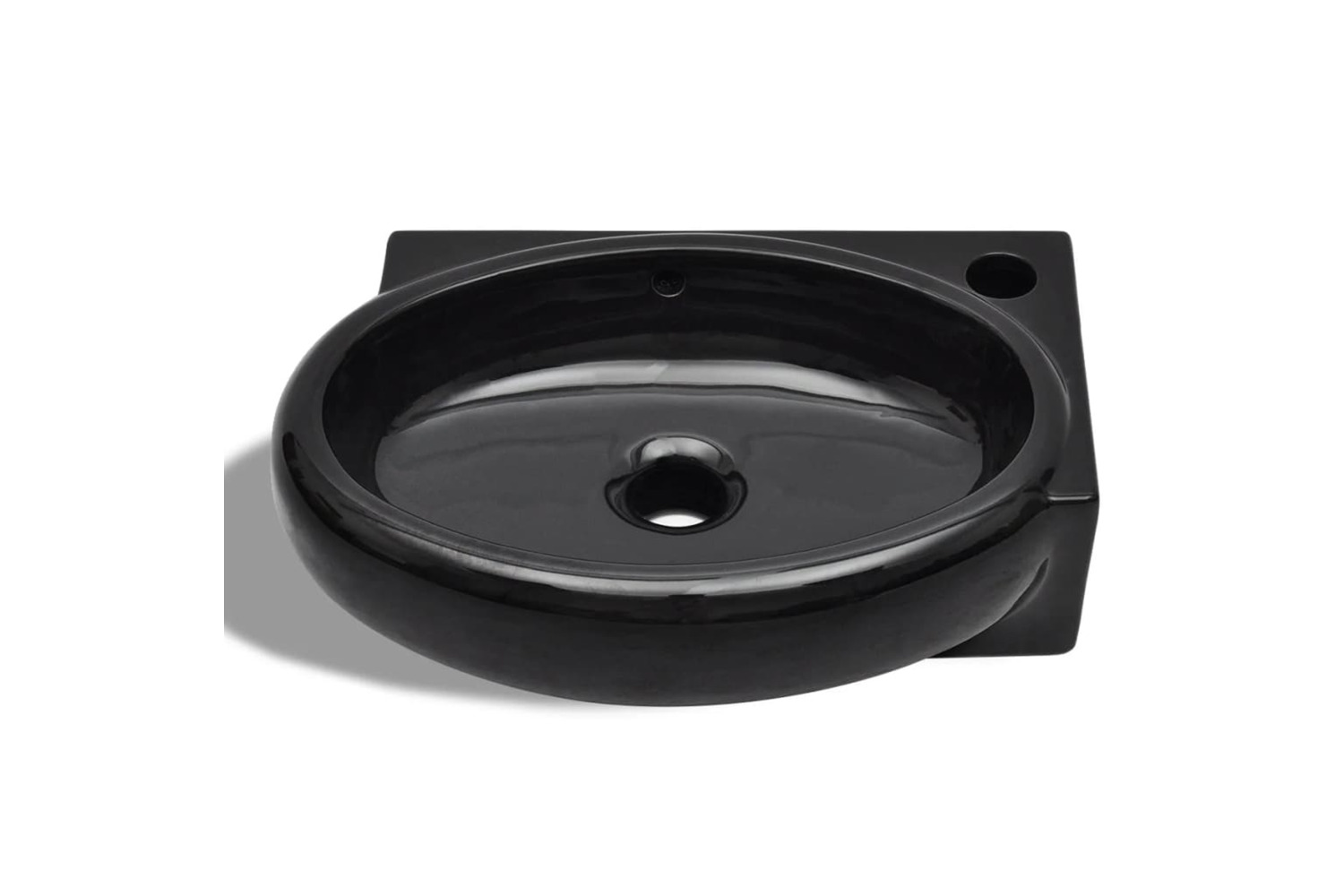 Vidaxl Ceramic Bathroom Sink Basin Faucet/overflow Hole Black Round