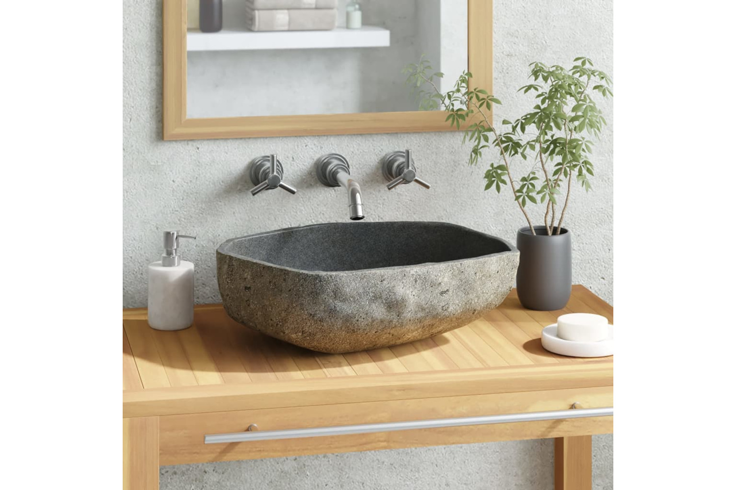 Vidaxl Basin River Stone Oval (45-53)x(34-41) Cm