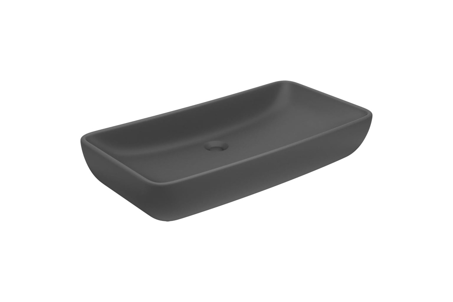 vidaXL 146961 Luxury Basin Rectangular Matt Dark Grey 71x38cm Ceramic