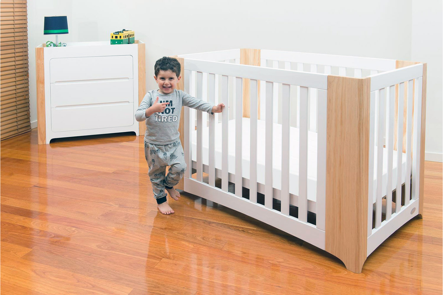 Cocoon Evoluer 4 in 1 Crib, Cot Bed, Toddler Bed & Sofa | White & Natural