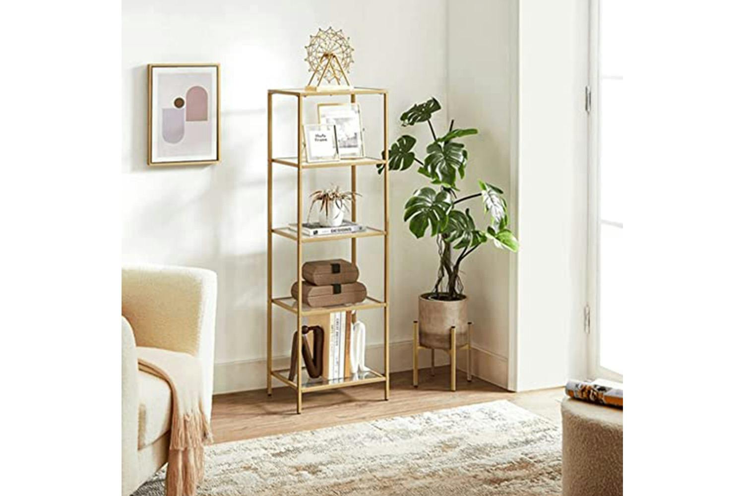 Vasagle LGT029A01 Standing Shelf with 5 Glass Shelves