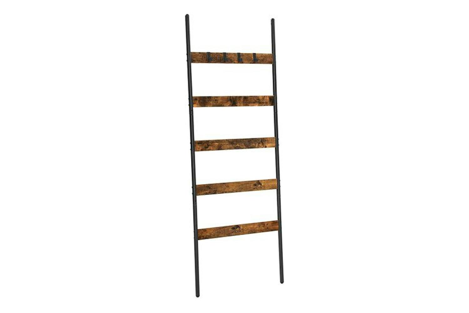Vasagle 5-Tier Blanket Ladder Shelf | Rustic Brown and Black