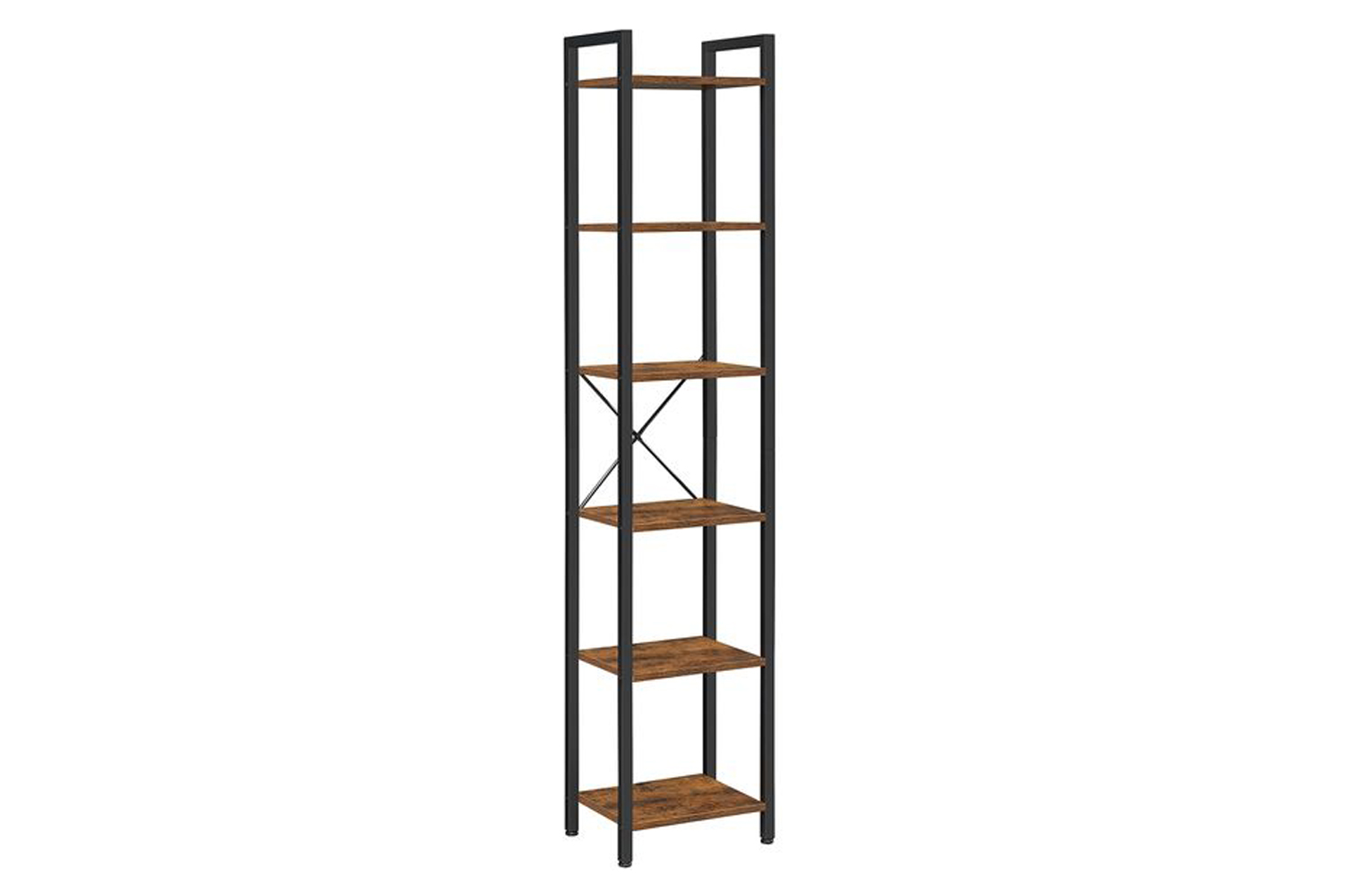 Vasagle Industrial Brown 6 Layers Storage Shelf Unit | Rustic Brown and Black
