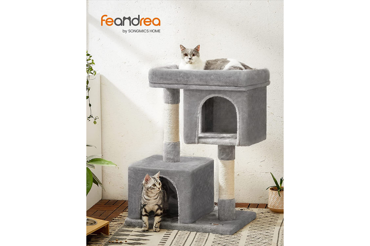 Feandrea Pct61wv1 Cat Tree With Large Platform And 2 Plush C