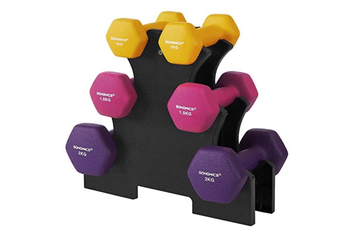 Songmics SYL609B02 6-Dumbbells | Yellow/Pink/Purple