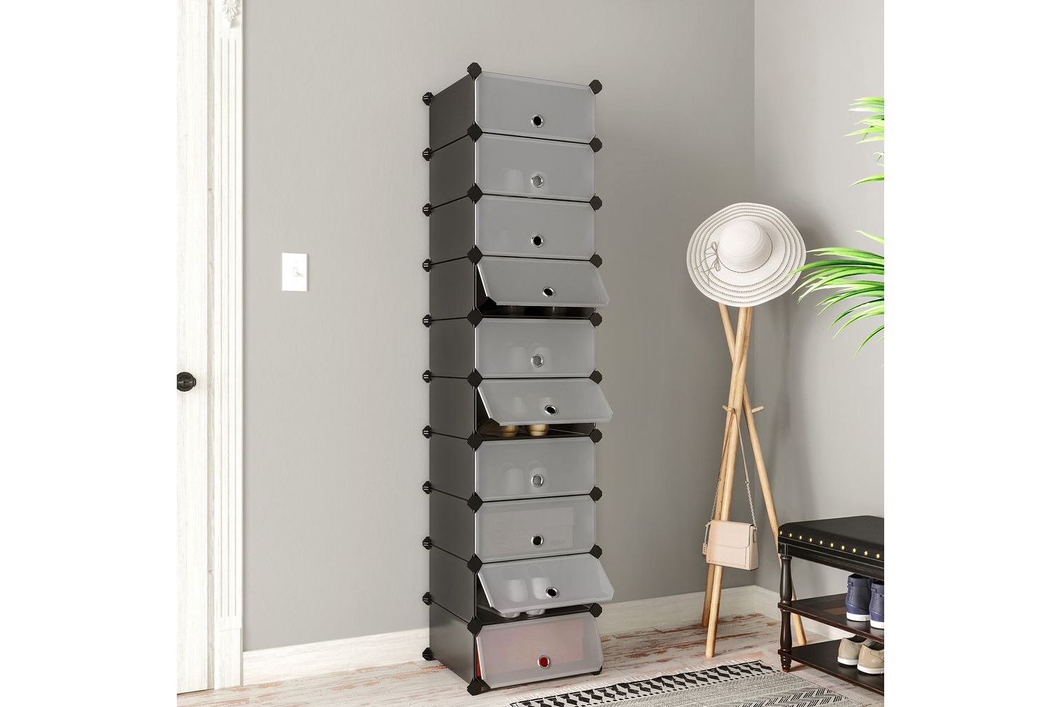 Songmics LPC10HV1 Plastic High Shoe Rack | Black