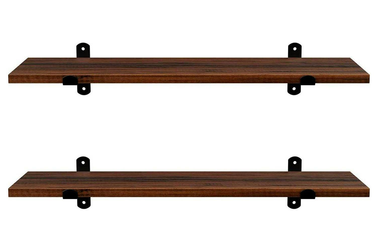 Songmics Wall Mounted Floating Shelves | Brown Board, Black Frame