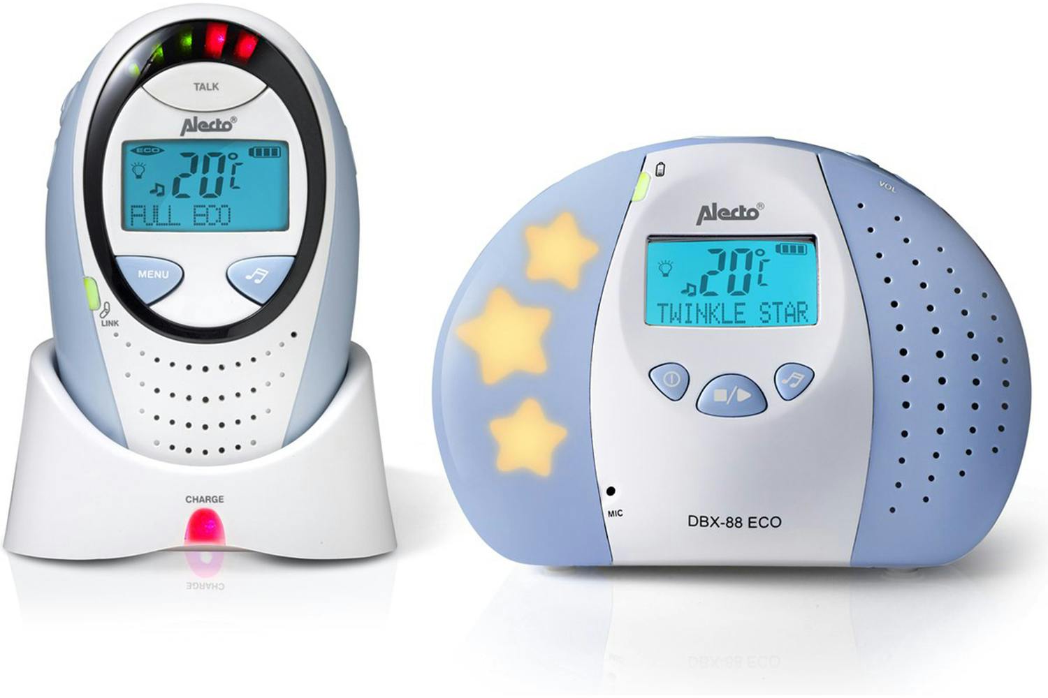 Alecto DBX-88 ECO Full Eco DECT Baby Monitor with Display | White/Blue