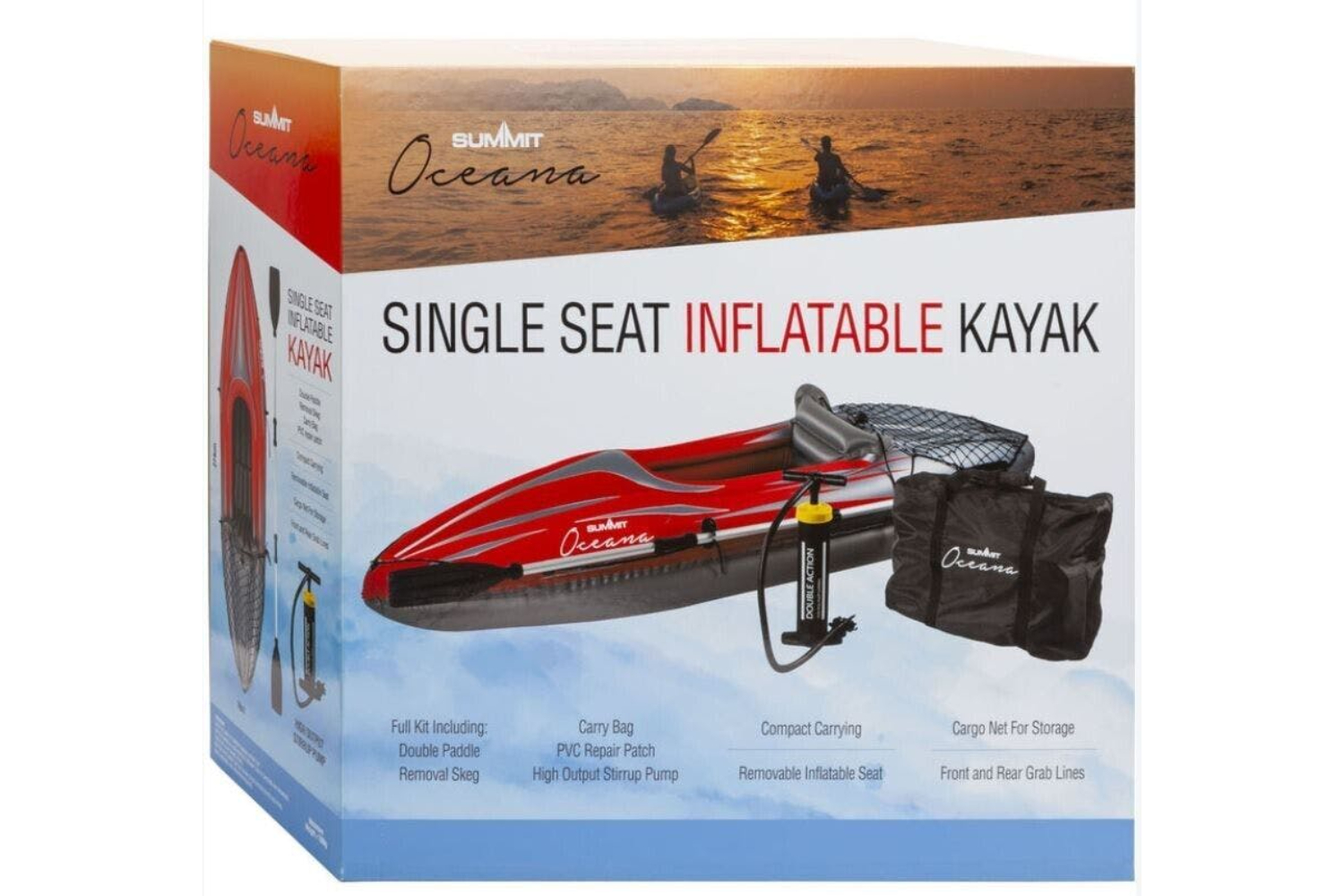 Summit 979056r Summit Oceana 1 Person Inflatable Kayak | Red