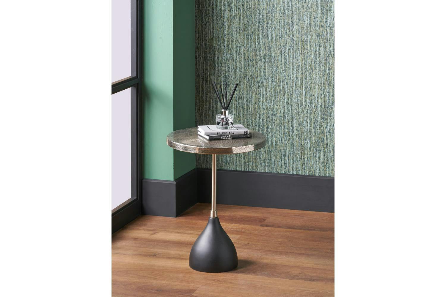 Side Table with Black Wood Base
