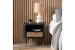 Acacia Wood and Rattan Bedside Table | Black