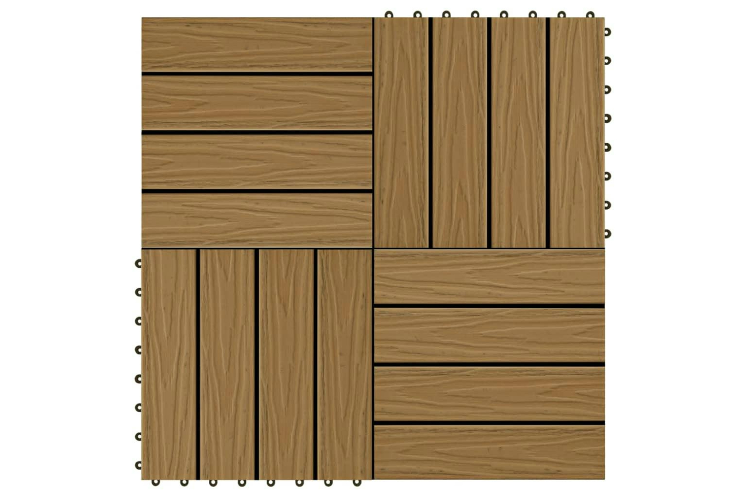 vidaXL 45037 11 Pcs Decking Tiles Deep Embossed Wpc 30x30cm