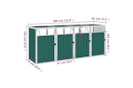 Vidaxl Quadruple Garbage Bin Shed Green 286x81x121 Cm Steel