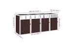 Vidaxl Quadruple Garbage Bin Shed Brown 286x81x121 Cm Steel