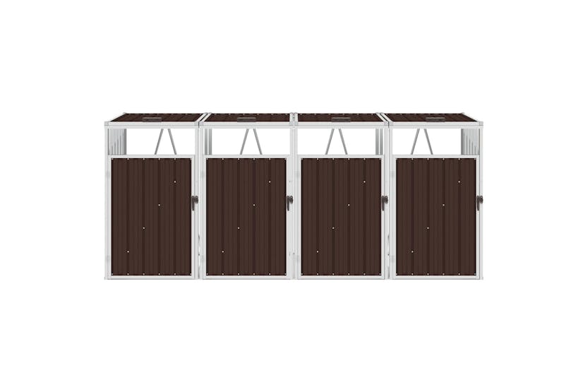 Vidaxl Quadruple Garbage Bin Shed Brown 286x81x121 Cm Steel