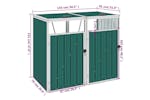 Vidaxl Double Garbage Bin Shed Green 143x81x121 Cm Steel