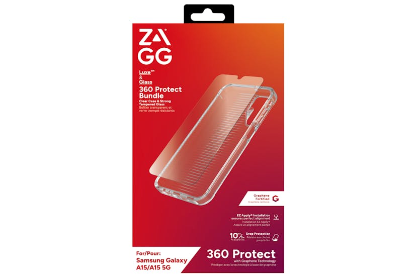 Zagg Samsung Galaxy A15 5G Luxe Case and 360 Screen Protector Bundle | Clear