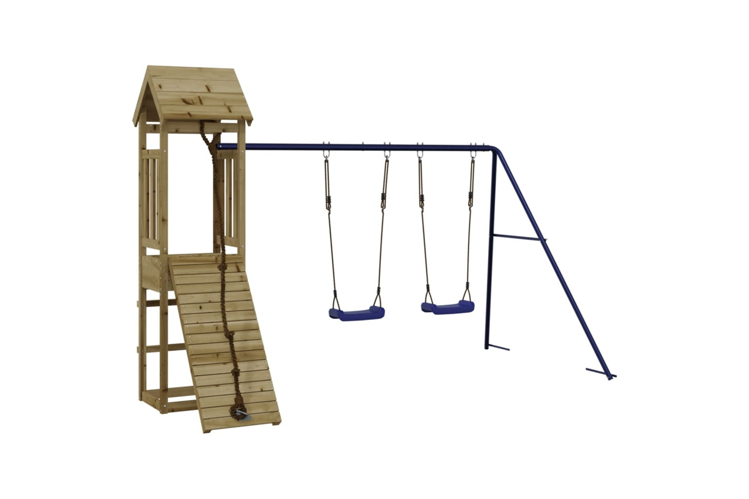 vidaXL 3155818 Playhouse With Climbing Wall Swings Impregnated Wood Pine