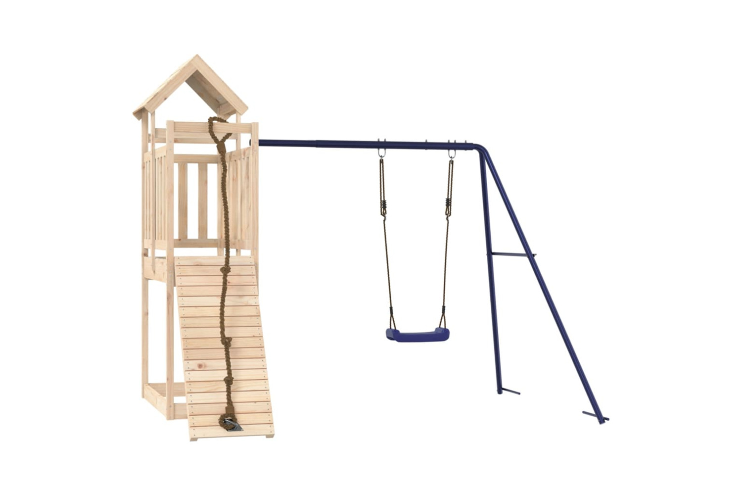 vidaXL 3155966 Playhouse With Climbing Wall Swing Solid Wood Pine