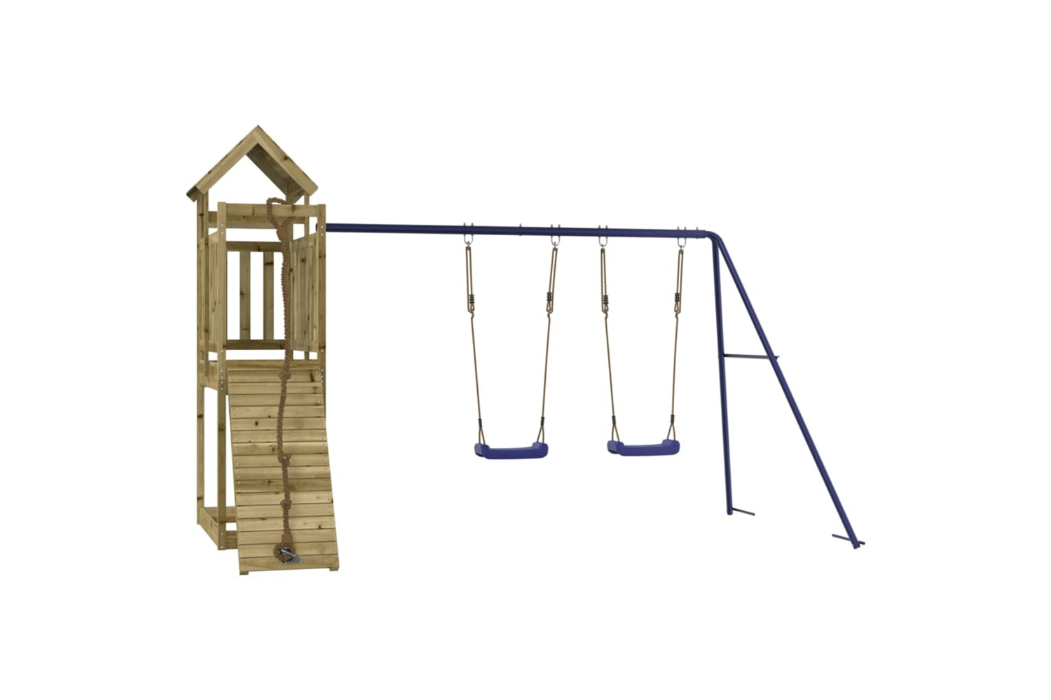 vidaXL 3155971 Playhouse With Climbing Wall Swings Impregnated Wood Pine