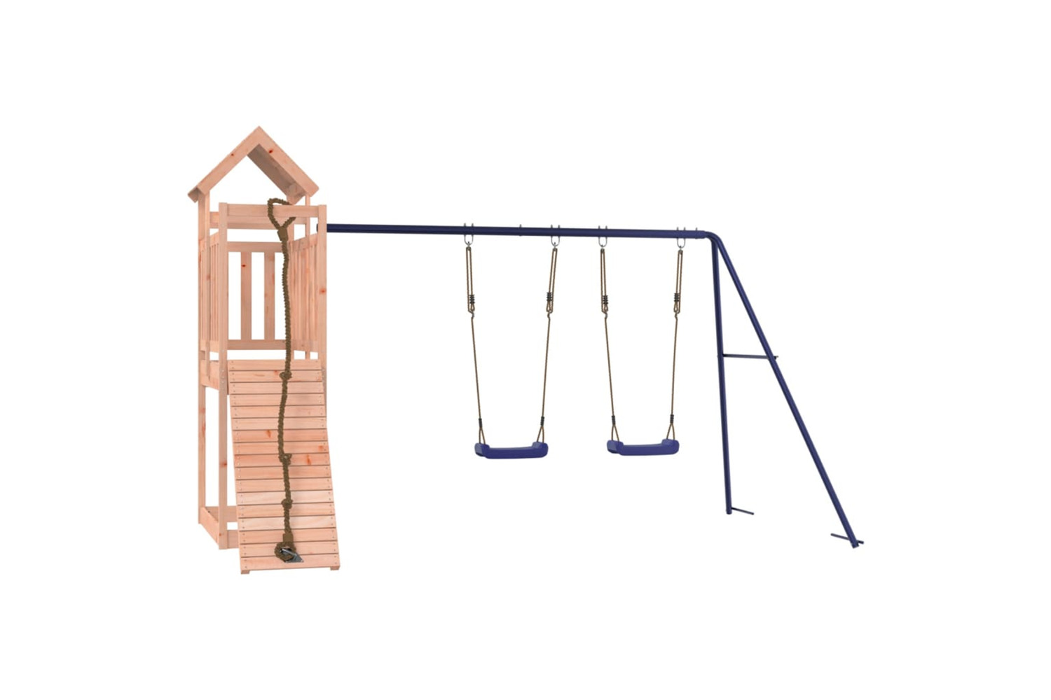vidaXL 3155970 Playhouse With Climbing Wall Swings Solid Wood Douglas