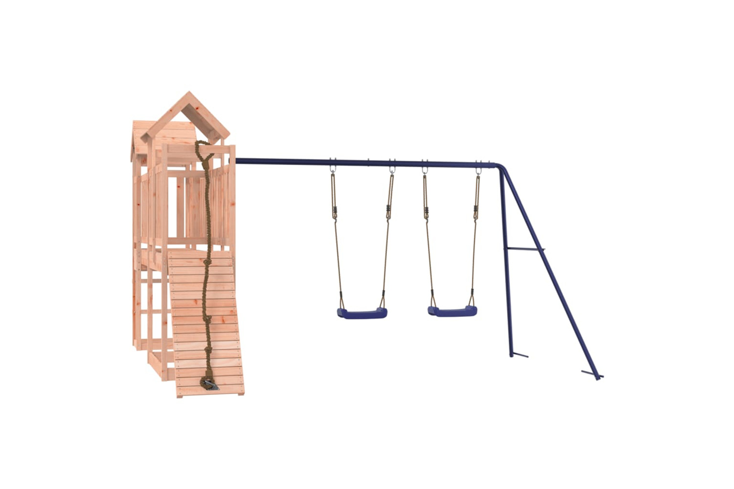 vidaXL 3155973 Playhouse With Climbing Wall Swings Solid Wood Douglas