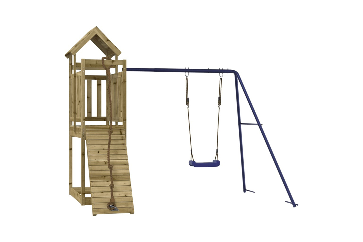 vidaXL 3155968 Playhouse With Climbing Wall Swing Impregnated Wood Pine