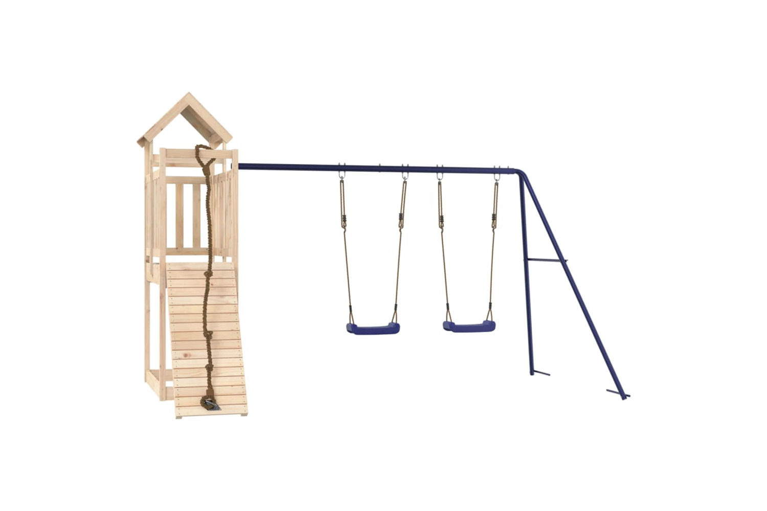 vidaXL 3155969 Playhouse With Climbing Wall Swings Solid Wood Pine
