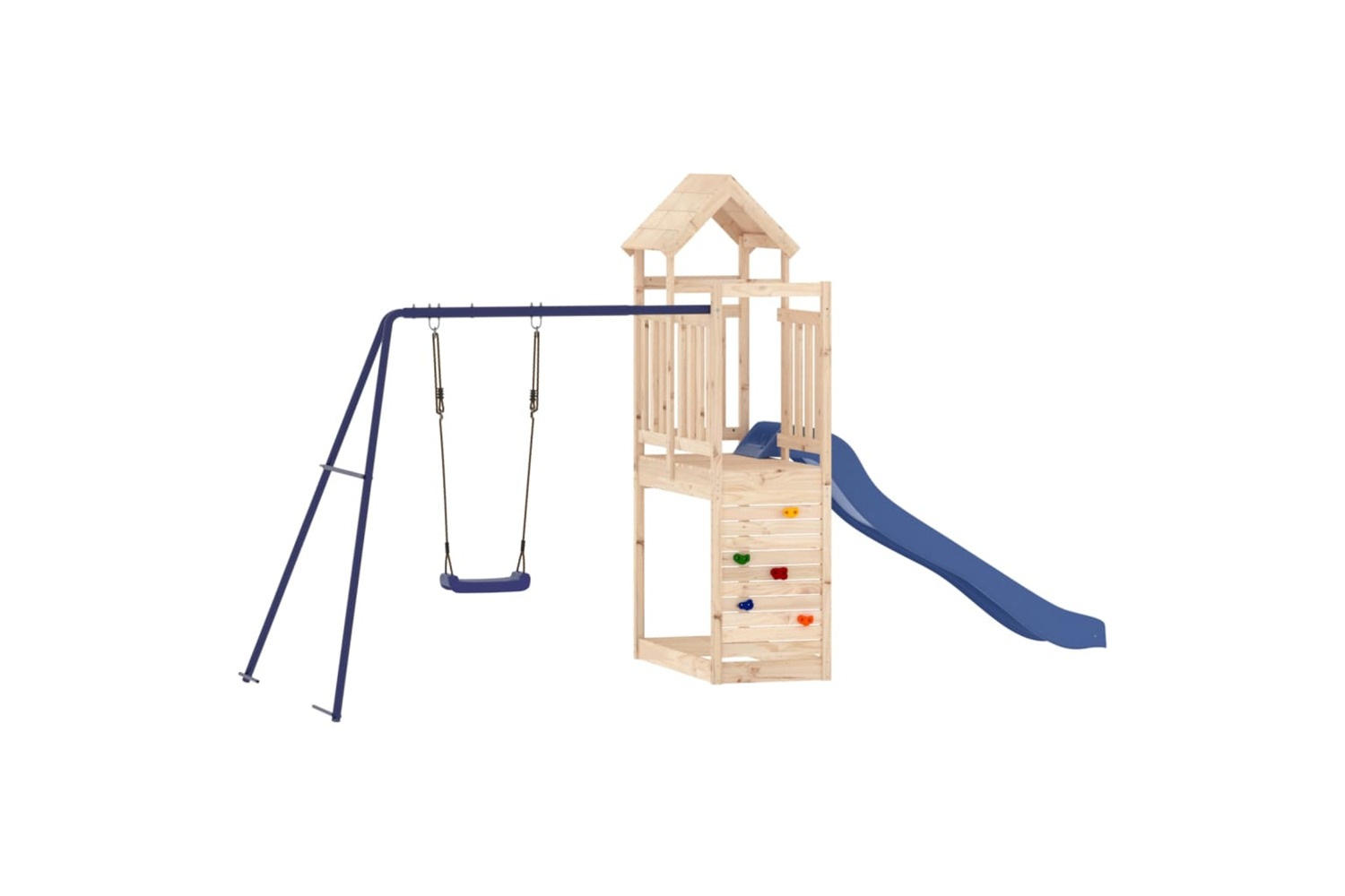 vidaXL 3155903 Playhouse With Slide Swing Solid Wood Pine