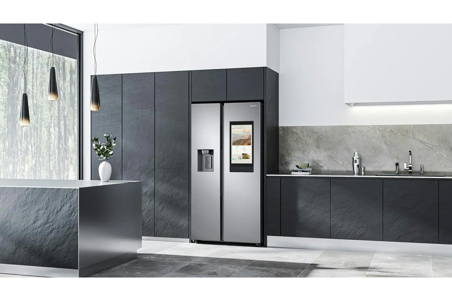 Samsung Family Hub American-Style Smart Fridge Freezer with SpaceMax RS6HA8891SL/EU - Aluminium
