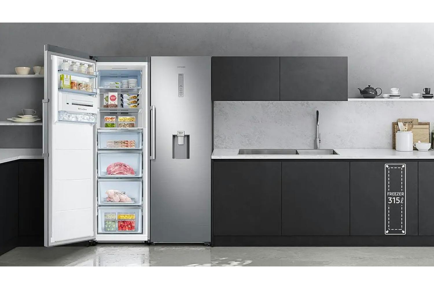 Samsung Tall Freezer with All-Around Cooling RZ32M7125B1/EU - Black