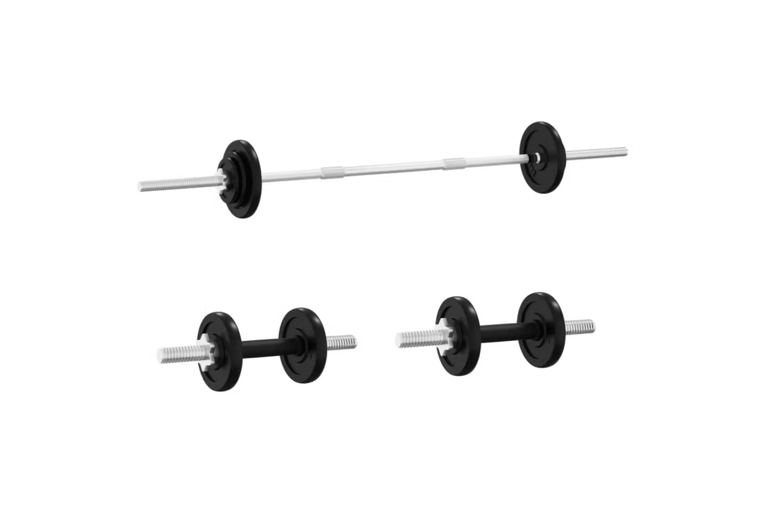 vidaXL 3145045 Barbell And Dumbbell With Plates 90 Kg Cast Iron