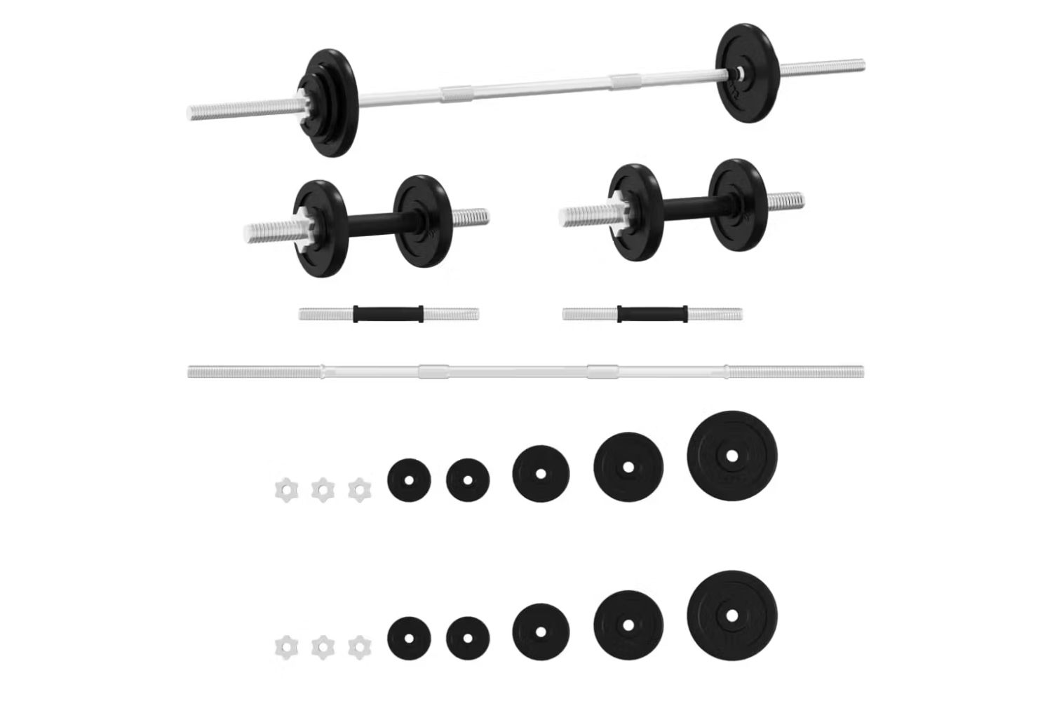 vidaXL 93631 Barbell And Dumbbell Set 30 Kg Cast Iron