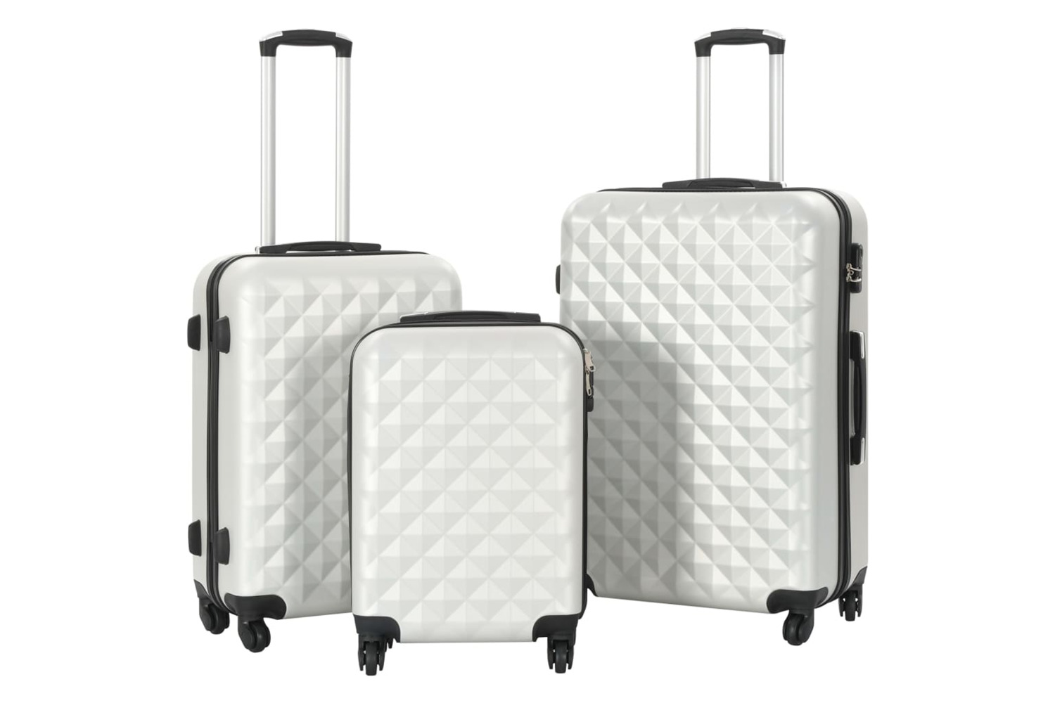 Vidaxl 91887 Hardcase Trolley Set 3 Pcs Bright Silver Abs