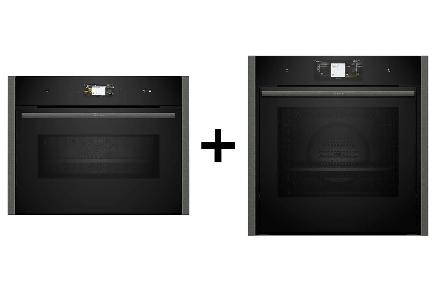 Neff N90 Built-in Compact Single Oven and N90 Slide and Hide Built-in Electric Single Oven Bundle