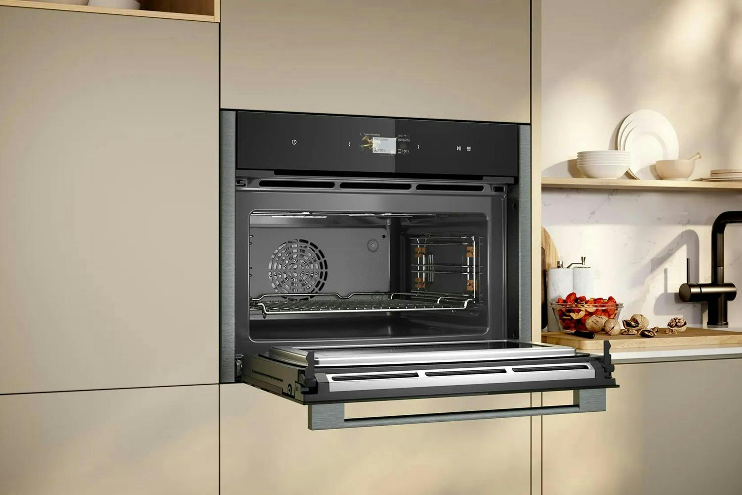 Neff N90 Built-in Compact Single Oven and N90 Slide and Hide Built-in Electric Single Oven Bundle