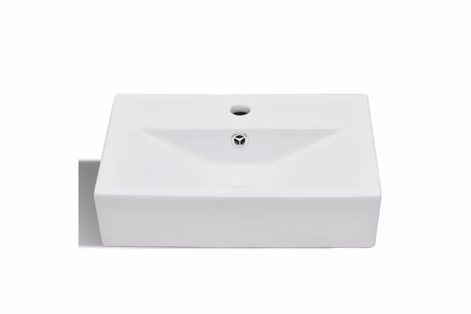 vidaXL 141932 Ceramic Bathroom Sink Basin Faucet/overflow Hole White Rectangular