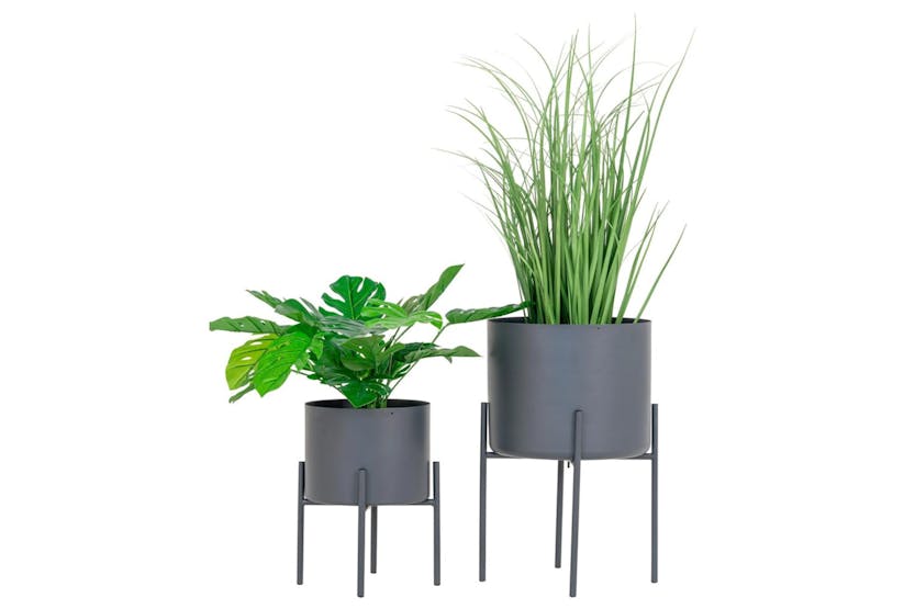 House Nordic 444269 2 Piece Flower Pots Pavia Grey