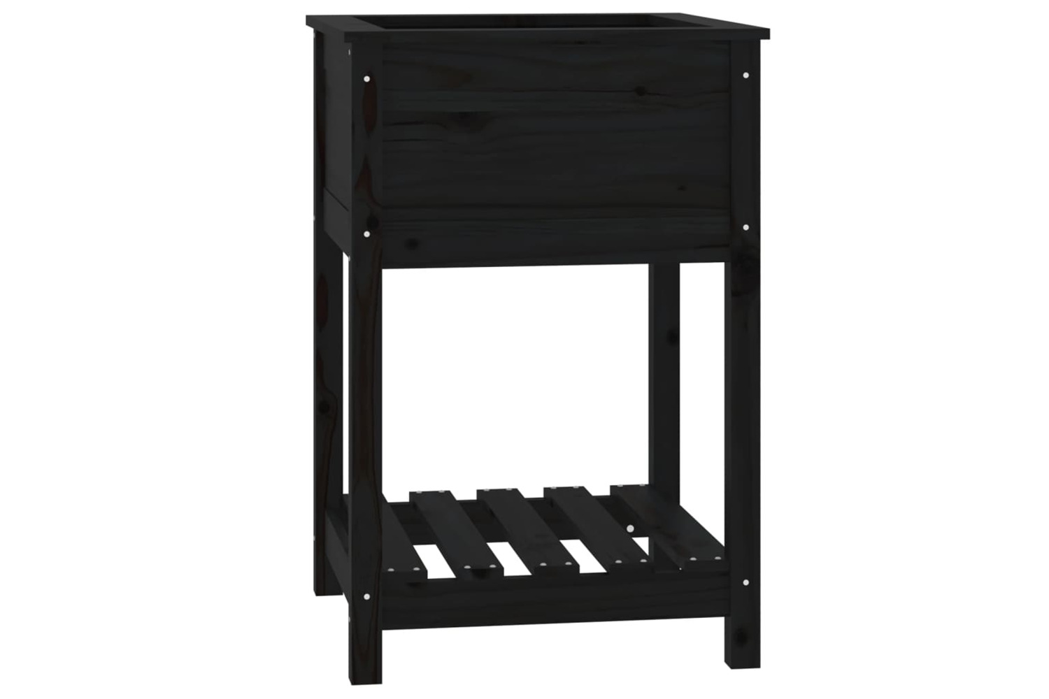 vidaXL 823777 Planter With Shelf Black 54x54x81cm Solid Wood Pine