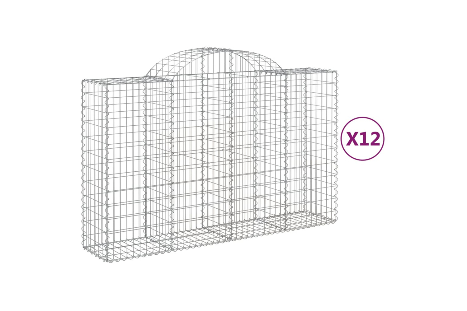 vidaXL 3146351 Arched Gabion Baskets 12 Pcs 200x50x120/140cm Galvanised Iron