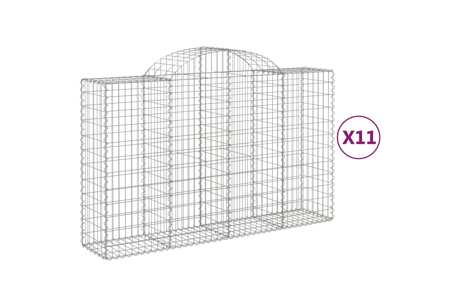 vidaXL 3146350 Arched Gabion Baskets 11 Pcs 200x50x120/140cm Galvanised Iron