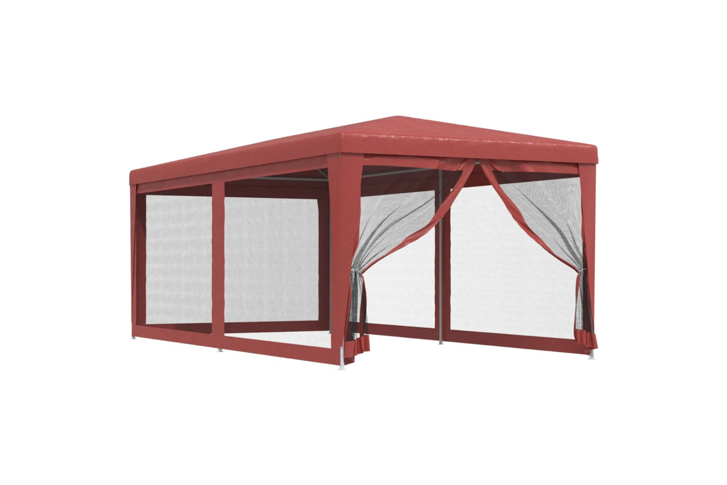 vidaXL 319240 Party Tent With 6 Mesh Sidewalls Red 3x6 M Hdpe