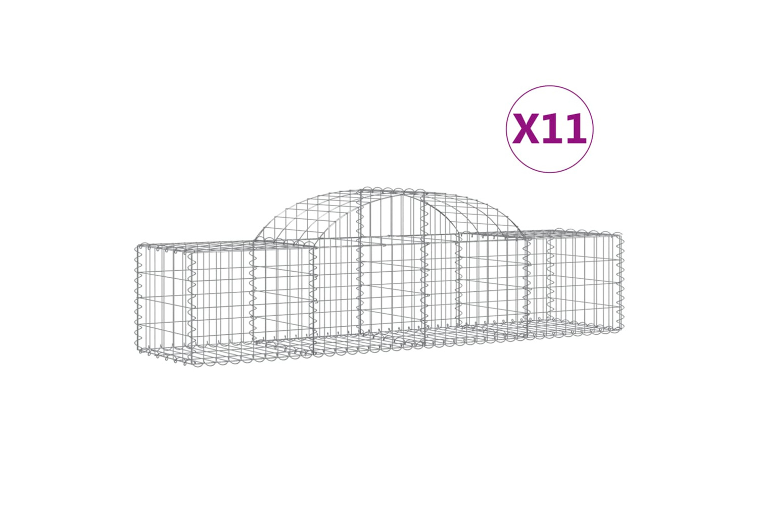 vidaXL 3146266 Arched Gabion Baskets 11 Pcs 200x50x40/60cm Galvanised Iron