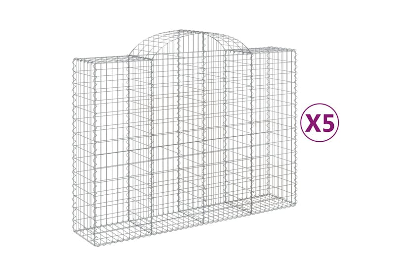 Vidaxl 3146365 Arched Gabion Baskets 5 Pcs 200x50x140/160 Cm Galvanised Iron