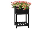 Vidaxl 823777 Planter With Shelf Black 54x54x81 Cm Solid Wood Pine