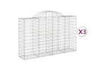 Vidaxl 3146342 Arched Gabion Baskets 3 Pcs 200x50x120/140 Cm Galvanised Iron